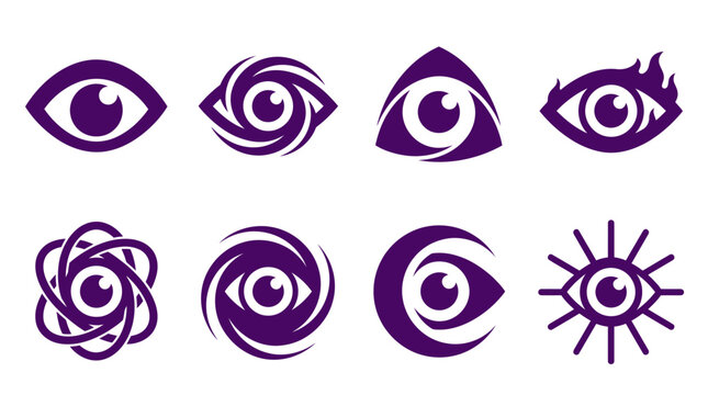 Mystical purple eye symbols for game interface and magic spells.