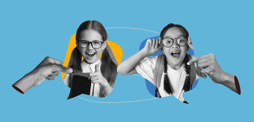 Smiling Young Girls, One Caucasian And One Asian, Engaging In Fun Activity While Playing With...