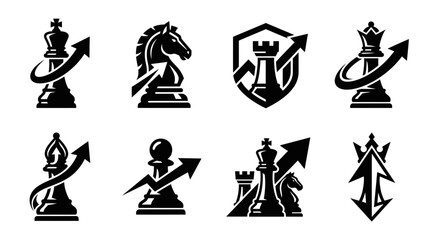 Chess piece strategy and business growth icons. © Lubrene