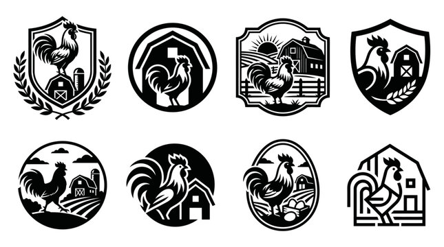 Rooster and poultry farm logo collection.