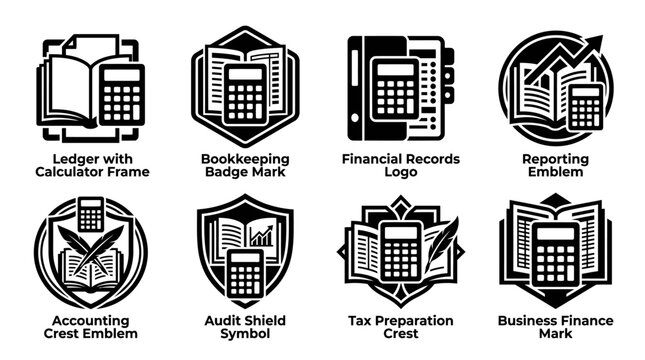 Professional accounting audit icons.