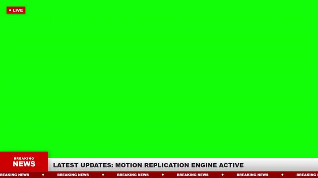 Breaking news green screen lower third with live ticker overlay