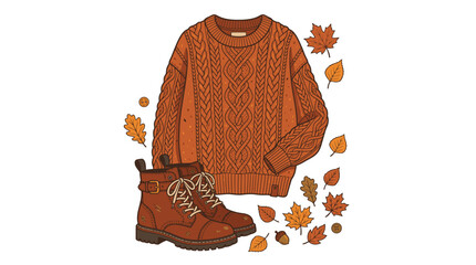 Autumn fashion clothing and footwear. © Suryaaji