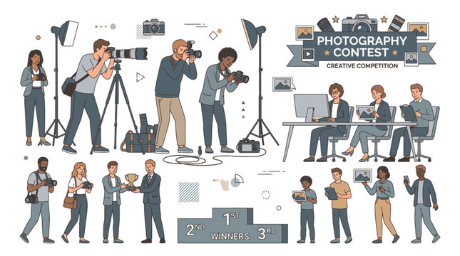 People working in film production team.