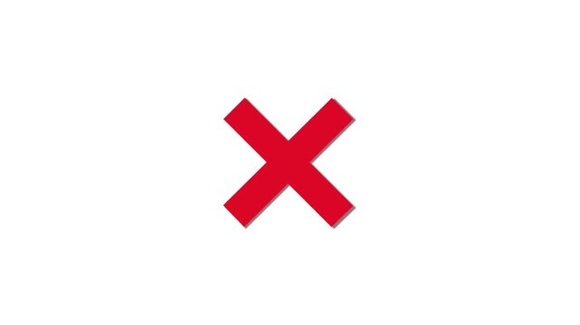 Red Cross Mark Animation on Alpha Channel Background 4K Video