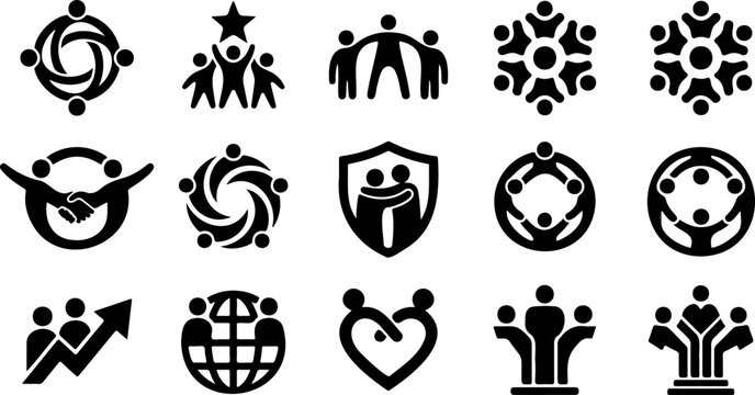 Teamwork and Unity Icon Set