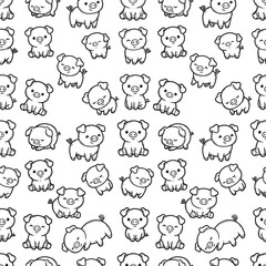 Cute cartoon piglet animal pattern. © jonatan