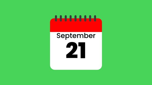 Animated Calendar Flipping to September 21 Yom Kippur Holiday Date