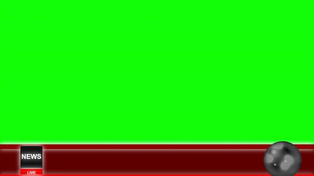 Breaking news green screen broadcast lower third with live banner and logo