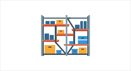 Fototapeta premium Warehouse Storage Shelving Unit Filled With Boxes.
