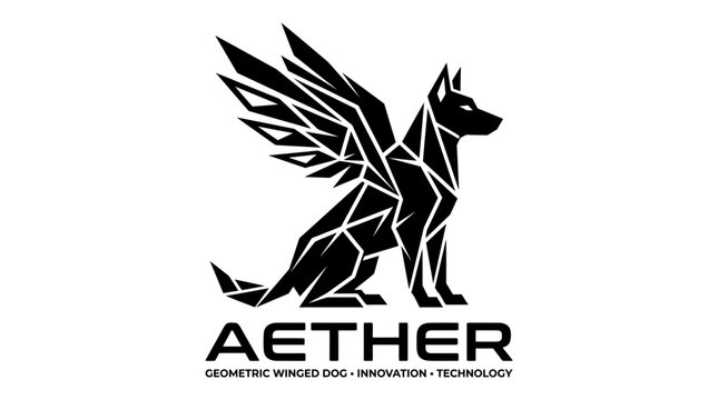 Geometric Winged Dog Logo Design.