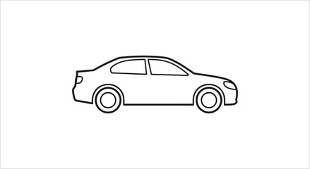 Fototapeta premium Simple Line Drawing of a Sedan Car Side View.
