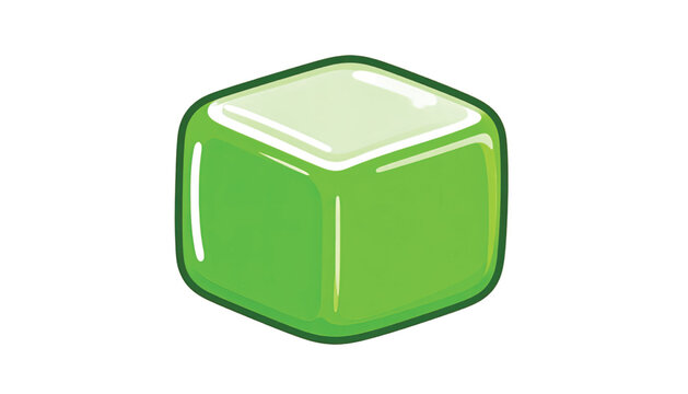 Green cube shaped candy sweet.