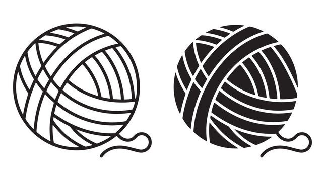 Black and white yarn ball icons Vector, illustration