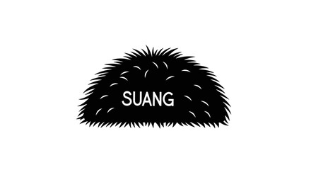 Black silhouette of a hay bale with the word SUANG © sri