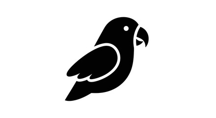 Fototapeta premium Black silhouette of a parrot bird icon, isolated on white background