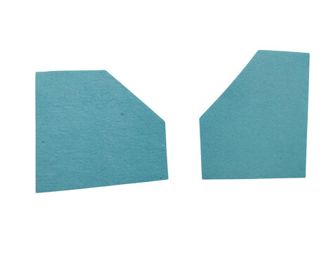 Two teal blue abstract geometric shapes with soft edges arranged as a pair for modern graphic design isolated on transparent background