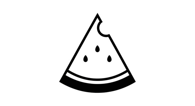 Bitten watermelon slice silhouette icon.