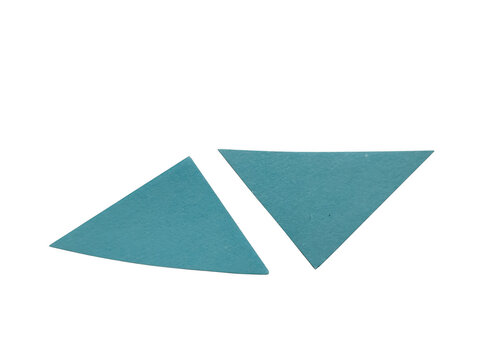 Two teal blue triangles shaped like abstract arrows pointing in a simple modern geometric design isolated on transparent background