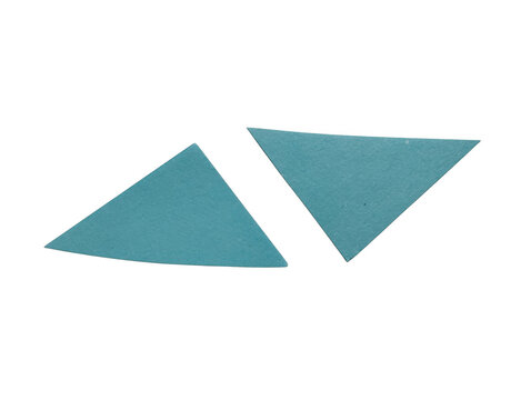 Two teal blue triangles geometric shape icon isolated on a simple flat design style graphic element isolated on transparent background