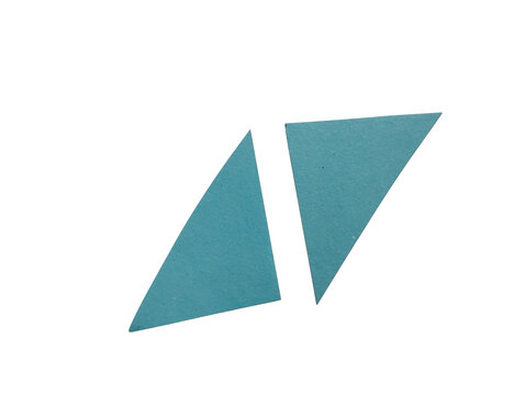 Two teal blue triangles geometric shapes pointing up in a minimalist modern design style isolated on transparent background