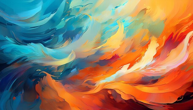 Digital Brushstrokes Masterful Blend Of Warm And Cool Hues