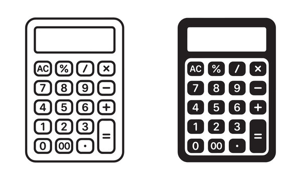 Two calculator icons black and white Vector, illustration