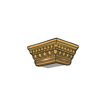 Ornate Classical Cornice Block With Repeating Egg And Dart Patterns Dentil Frieze And Richly Textured Wooden Finish Vector Illustration