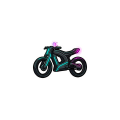 Obraz premium Sleek Futuristic Motorcycle Featuring Carbon Fiber Frame Vibrant Cyan And Magenta Neon Lighting And Floating Holographic Interface Element Vector Illustration