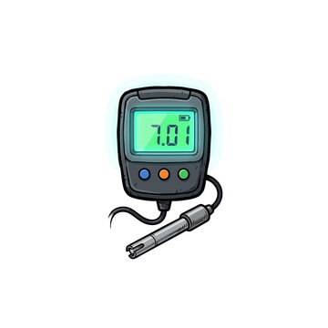 Handheld Digital Ph Testing Device Featuring Illuminated Display Reading Neutral Ph Value And Functional Probe Attachment Vector Illustration