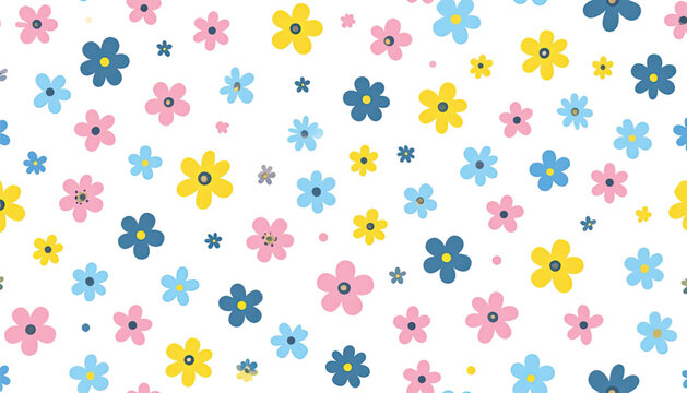 Colorful flowers on white background.