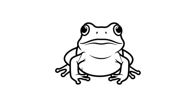 Cute Frog Illustration - Simple Line Art Character