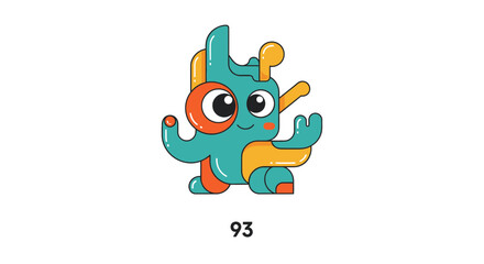 Obraz premium Cute Cartoon Monster Character, Playful, Whimsical, Colorful, Isolated on White
