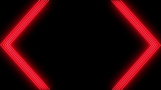 Abstract red neon lines and blocks for technology web design icon animation on a black background,with 4k video.