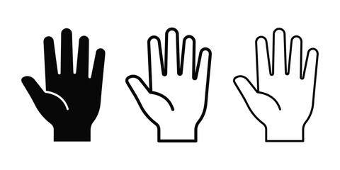 Fototapeta premium Open hand gesture icon silhouette vector, bold outline and line art isolated illustration