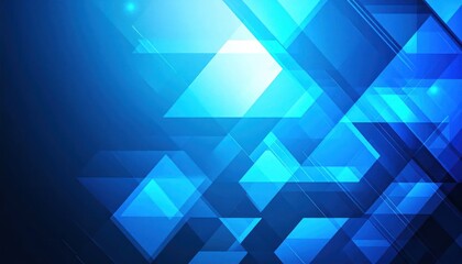 Fototapeta premium Abstract blue tech background with overlapping geometric triangles.