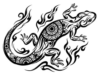 Obraz premium Black lizard illustration