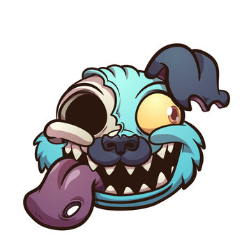 Zombie Pug Head Vector Illustration