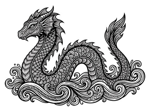 Black dragon icon pixel art