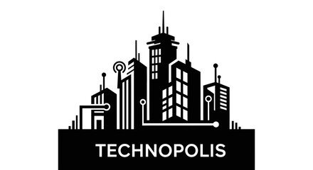 Fototapeta premium Modern Technopolis Skyline Silhouette, Futuristic Cityscape Concept
