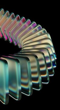 3D illustration showing black 3D background, neon light holographic gradient, abstract crystal pattern, glass chromatic cube block shapes render, and caustic effect