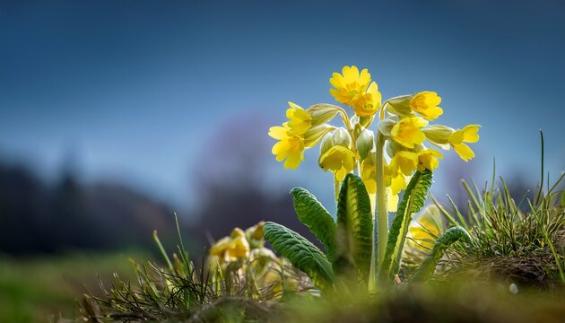 Close Up Of A Cowslip Primula Veris Flower In Bloom