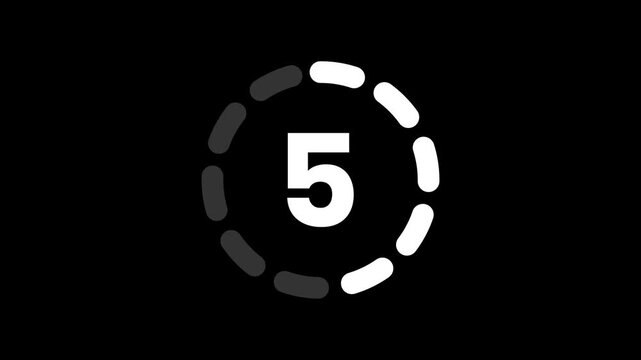 Minimalist Digital Countdown Timer 0 to 10 with Circular Loading Progress Bar on Black Background