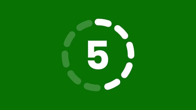 Animated Circular Countdown Progress Timer 0 to 10 Isolated on Green Screen Chroma Key