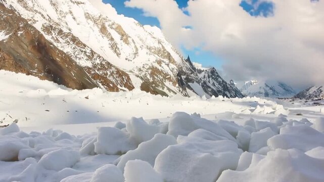 K2 mountain peak, second highest mountain in the world, K2 trek, Pakistan, Asia. Time lapse.