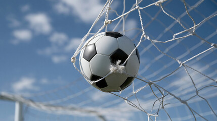 Naklejka premium Soccer Ball in Goal Net