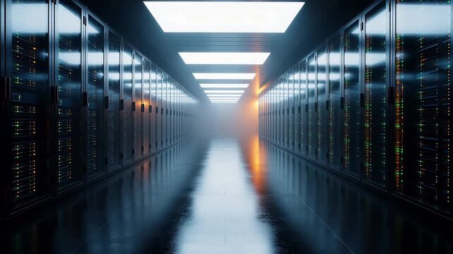 server room with rows of data racks
