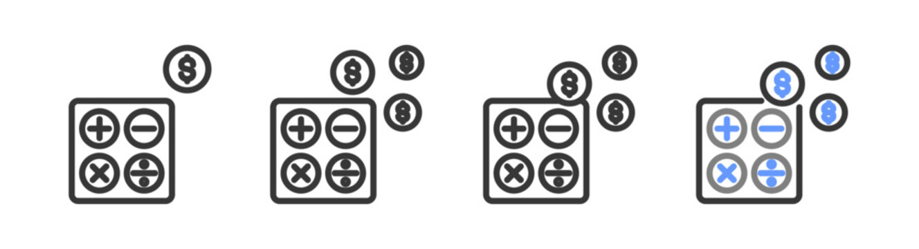 The Ultimate calculation Styles with Variations Line of icon set vector illustration