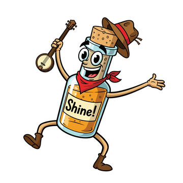 Dancing Moonshine Jug Character Playing Banjo