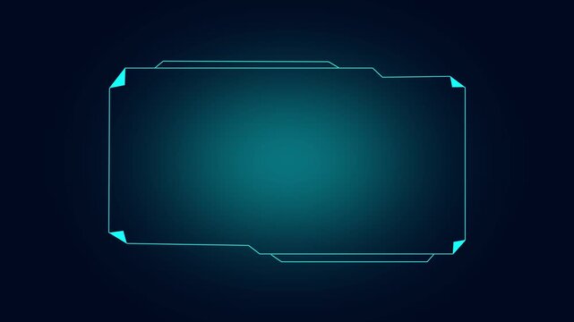 Abstract futuristic hud frame display screen with light blue lines elements motion on dark gradient background for modern digital technology UI and UX design concept loop video footage.